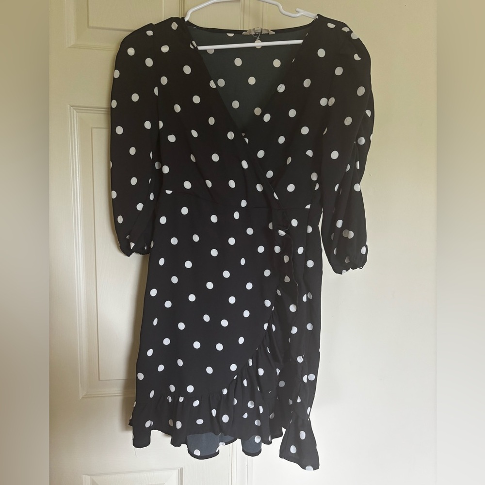 Clockhouse Black and White Polka Dot Dress